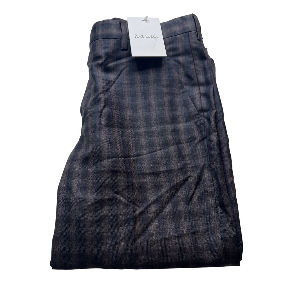 11-28 PAUL SMITH Gents Slim Fit Trouser 100% Wool Brown/Black Size 30 Unhemmed